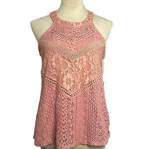 NWT Pink Rose Lace Halter Top